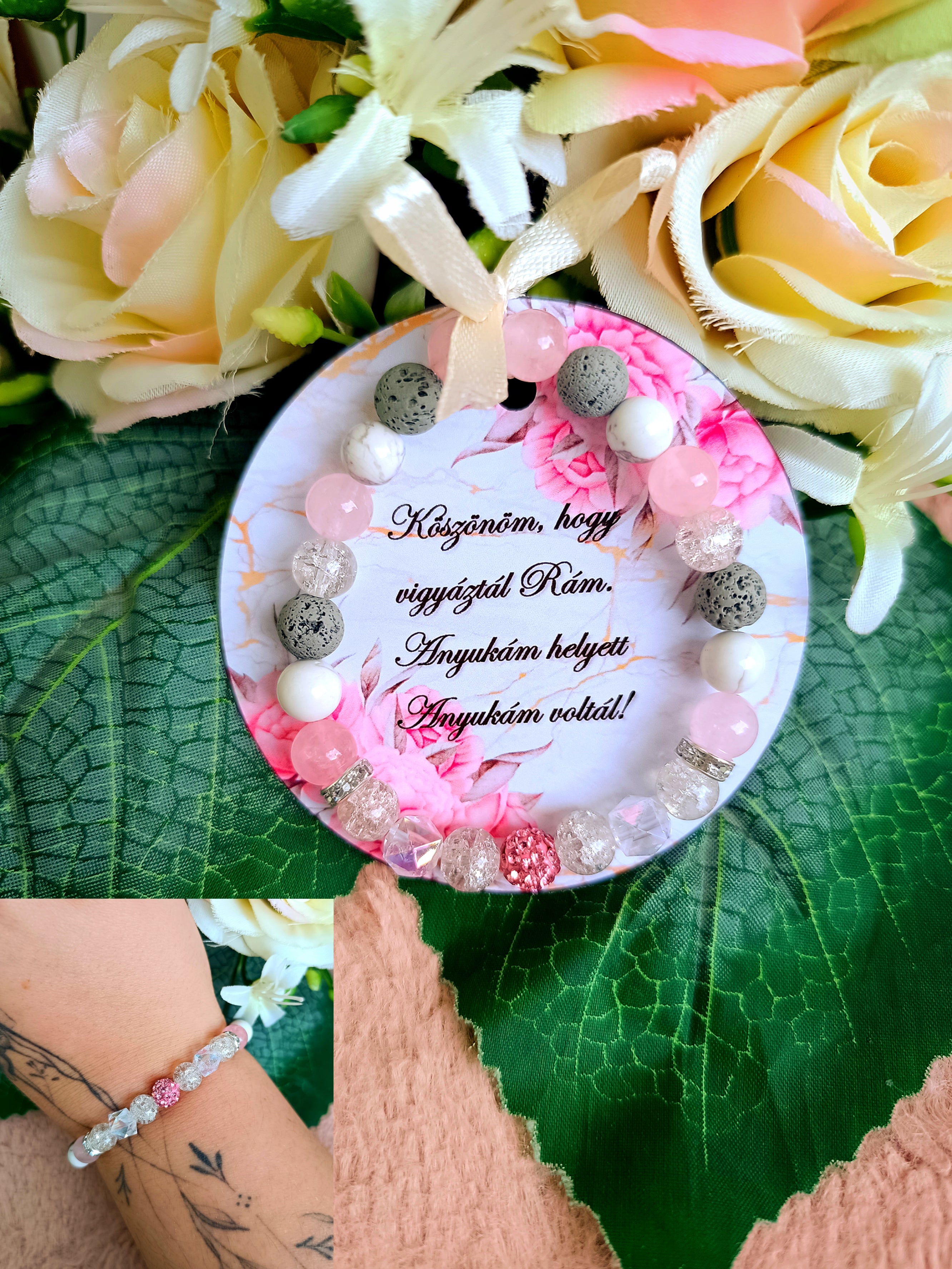 Energia, szeretet ásvány karkötő ajándék pedagógusnak